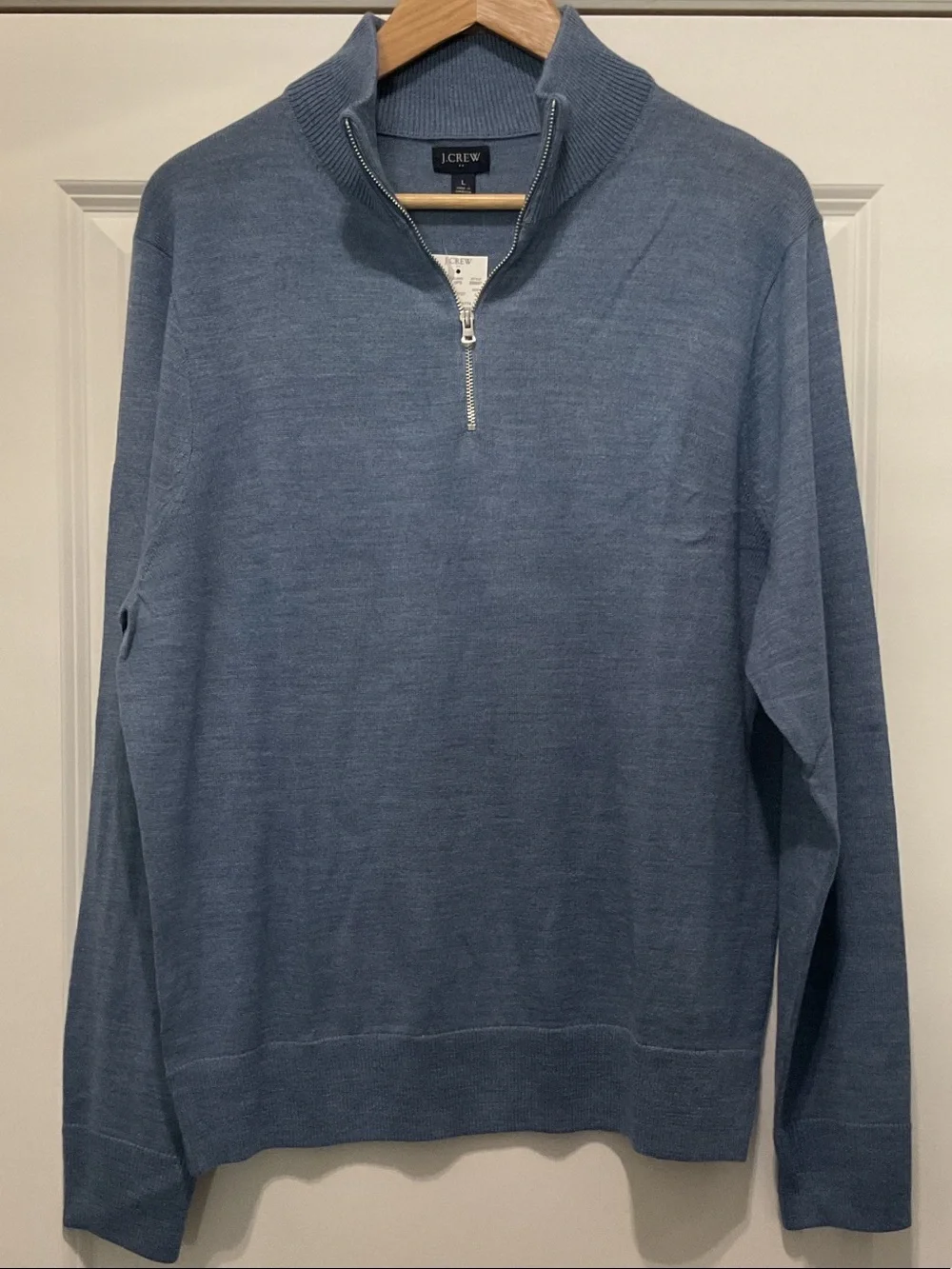J. Crew Men's Sky Blue Zip-Neck Sweater